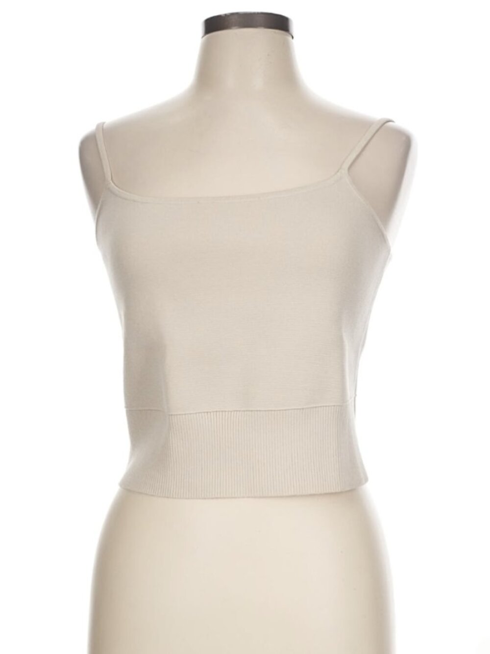 Cream Knit Tank Top w/ Adjustable Straps - Mid-Season Layering, Business Casual